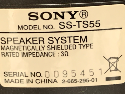 2 Sony SS-TS55 Left/Right Surround Sound Theater Speaker System