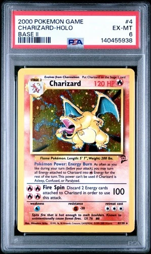 2000 POKEMON BASE SET 2 #4 CHARIZARD-HOLO PSA 6