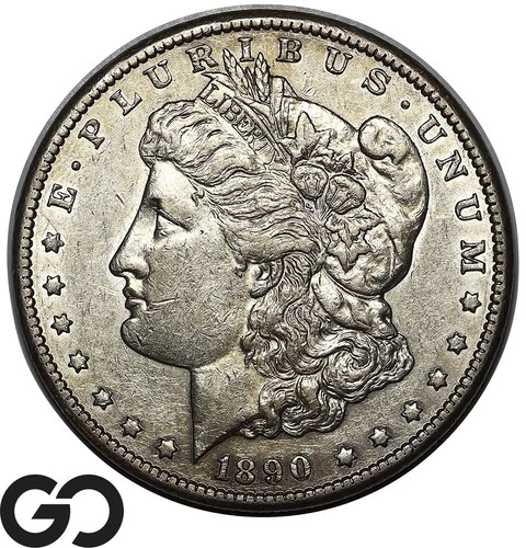 1890-CC Morgan Silver Dollar Coin, Choice AU+ Better Date Carson City Issue