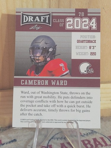 2023 Leaf Draft Class of 2024 Cameron Cam Ward Rookie RC #78 Hurricanes Titans - Picture 2 of 2