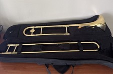 Mendini by Cecilio Trombone Kit, Bb Tenor Brass Instruments w/Case  Gloves-