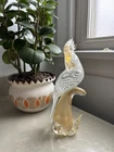 Vintage Suguso Murano Glass Bird Of Paradise Golden Filigrana MCM
