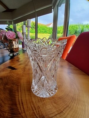 Kristallglas Sägezahnrand Tschechisch Böhmisch Vase 6''