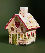 ANTHROPOLOGIE Nathalie Lete Holiday Village House Peach Tea Light Cottage NEW