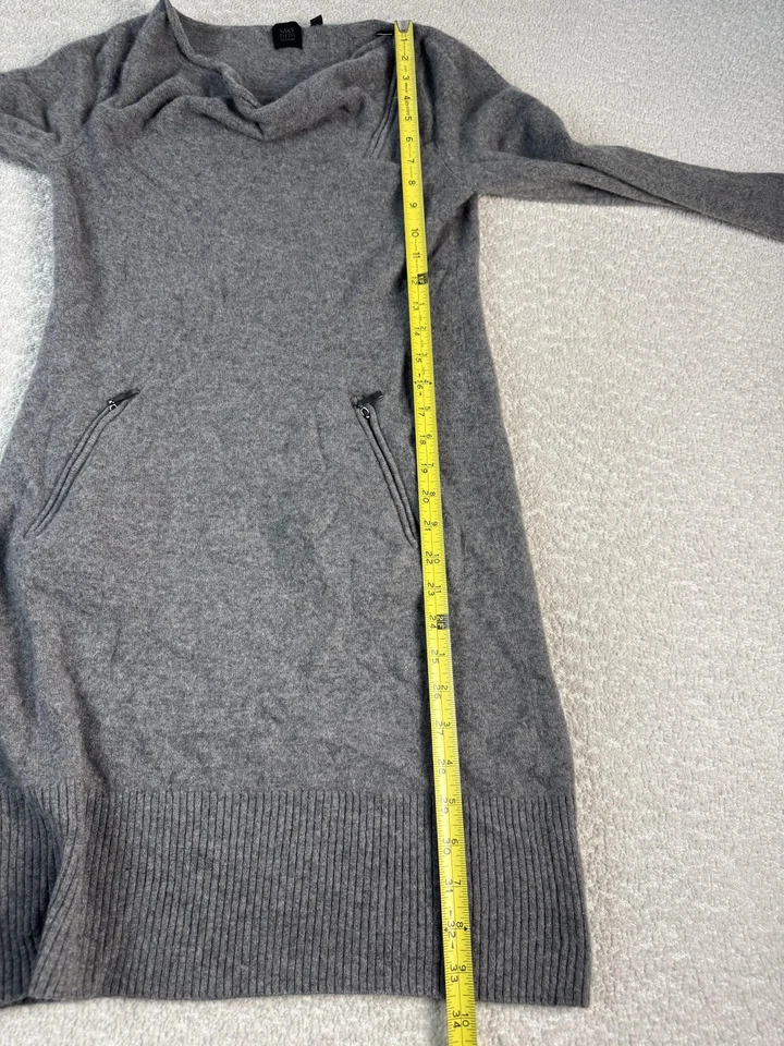 Saks Fifth Avenue Sweater Dress Womens Medium Gray 100% Cashmere Zip Pockets - Image 4 of 4