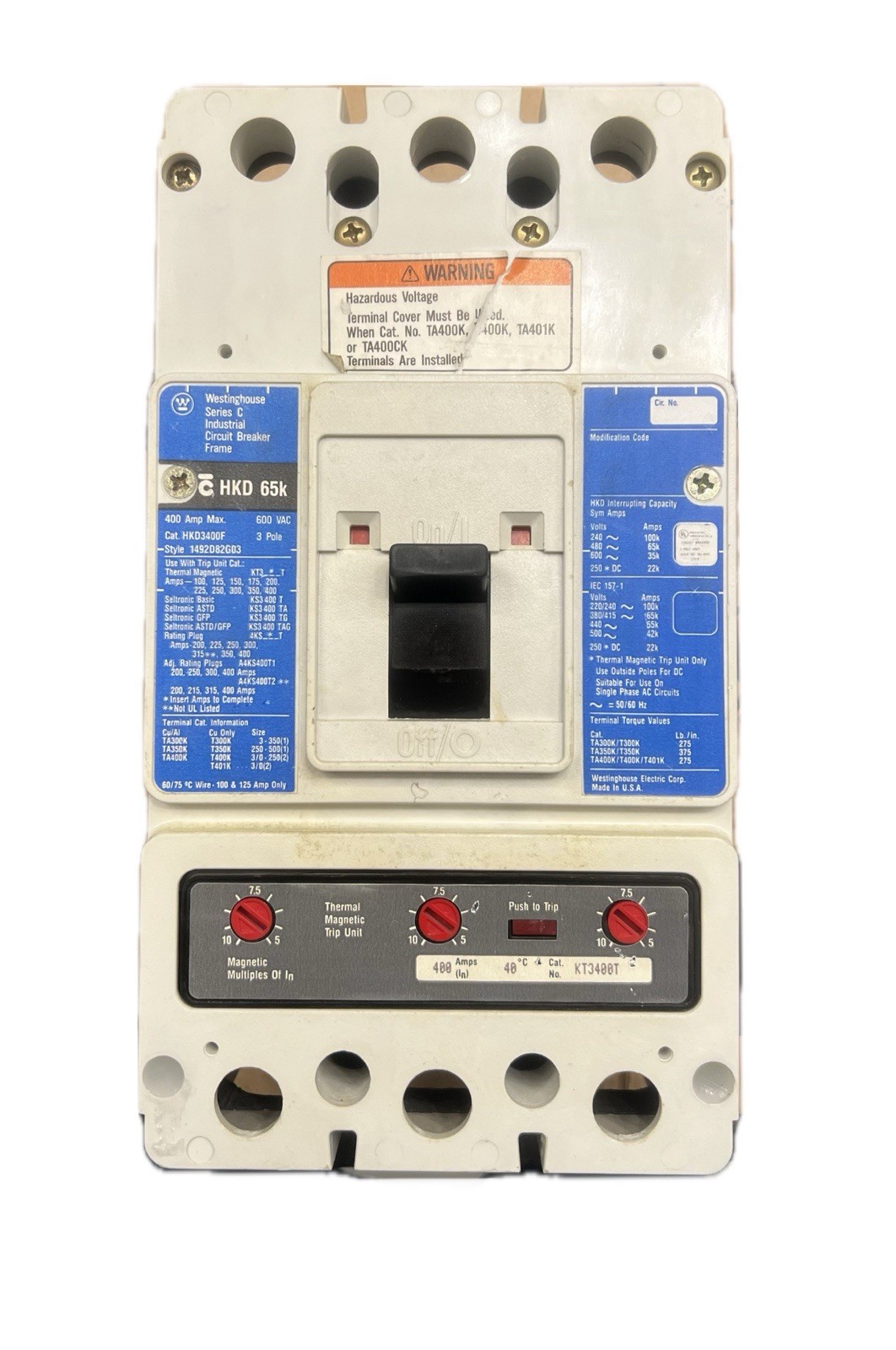 ⚡️Westinghouse HKD3400F Circuit Breaker 400A 600V 3 Pole FREE SHIPPING!!! USED
