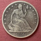 1858-O SEATED LIBERTY HALF DOLLAR