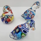 Vintage Murano Millefiori Glass Birds, Beautiful Handmade Paper weights.
