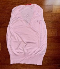 Puma Pink Sleeveless V-Neck Pullover Casual Knit Vest Women Sz M