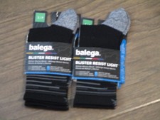 BALEGA 2-PAIRS BLISTER RESIST LIGHT BLACK MINI CREW SOCKS SIZE SMALL NEW