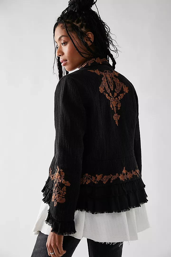 Free People NWT Size XS Beautiful Black Willow Bed Jacket New | eBay