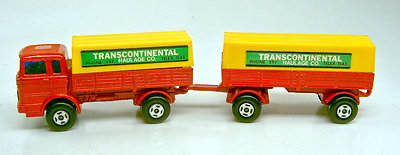 Matchbox Two-Pack 1A Mercedes Truck & Trailer rot & gelb ''Transcontinental''