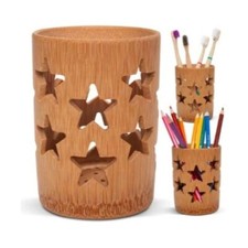 Hollow Bamboo Toothbrush Holder Cosmetic Brush Stand Pen Pen Holder Storage UK