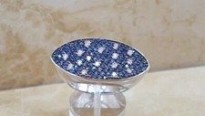 Royal Blue Genuine 2.57CT Sapphire  White Zircon Women's Fashion  Party Ring
