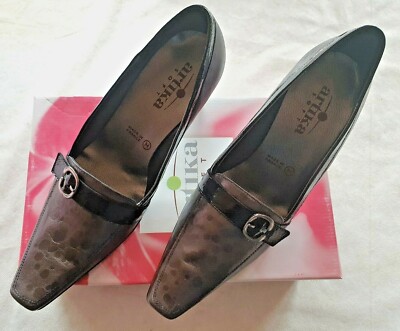 Escarpins Artika Soft Modèle Vial Gris/noir Taille 38 - Neufs En Cuir Avec Boîte