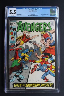 Avengers #70 Origin 1st SQUADRON SINISTER ak SUPREME Full NIGHTHAWK 1969 CGC 5.5