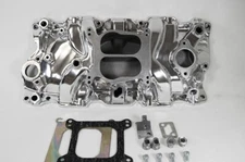 SB Chevy Aluminum Intake Manifold Spread Bore SBC 55-95 305 327 350 V8  Polished