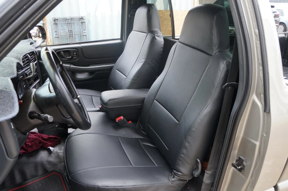 PARA CHEVY S10 PICK UP 1982-93 S. CUERO AJUSTE PERSONALIZADO 2 FUNDAS ASIENTO DELANTERO 13 COLORES Foto 2 de 4