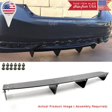 Black ABS Rear Bumper Winglet Canard Spoiler Diffuser Fin For 13-16 Honda Accord