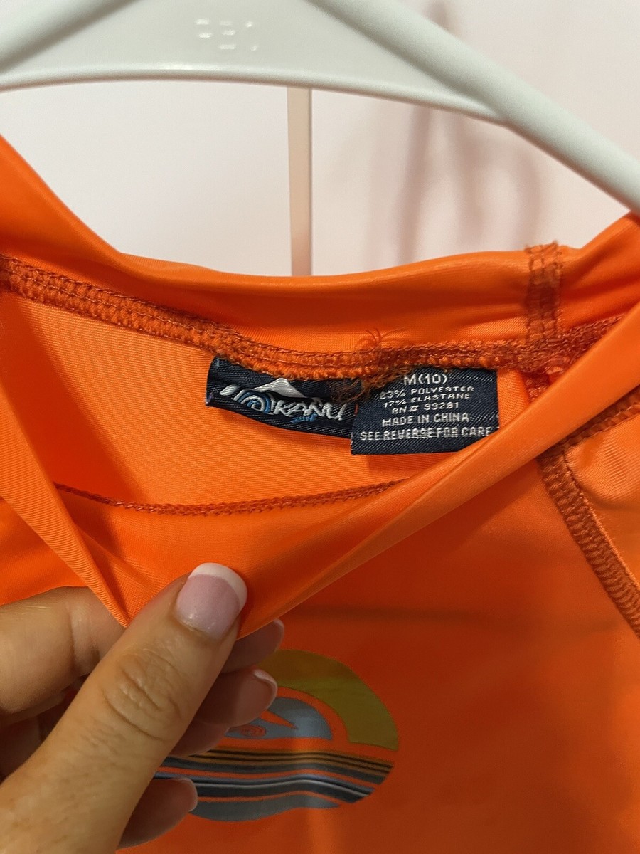 Kanu Surf Boys' Haywire UPF 50+ Sun Rashguard Swim Shirt, Orange