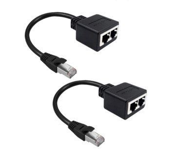 2 in 1 RJ45 Ethernet Splitter Verteiler, Netzwerk Adapter Kabel,Buchse 2 PCs