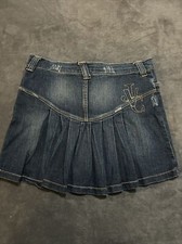 VERSACE JEANS COUTURE Skirt Womens SIZE 28 distressed Denim A line &pleated Back