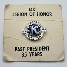 Vintage 14k White Gold Kiwanis International Past President 35 Years Award Pin