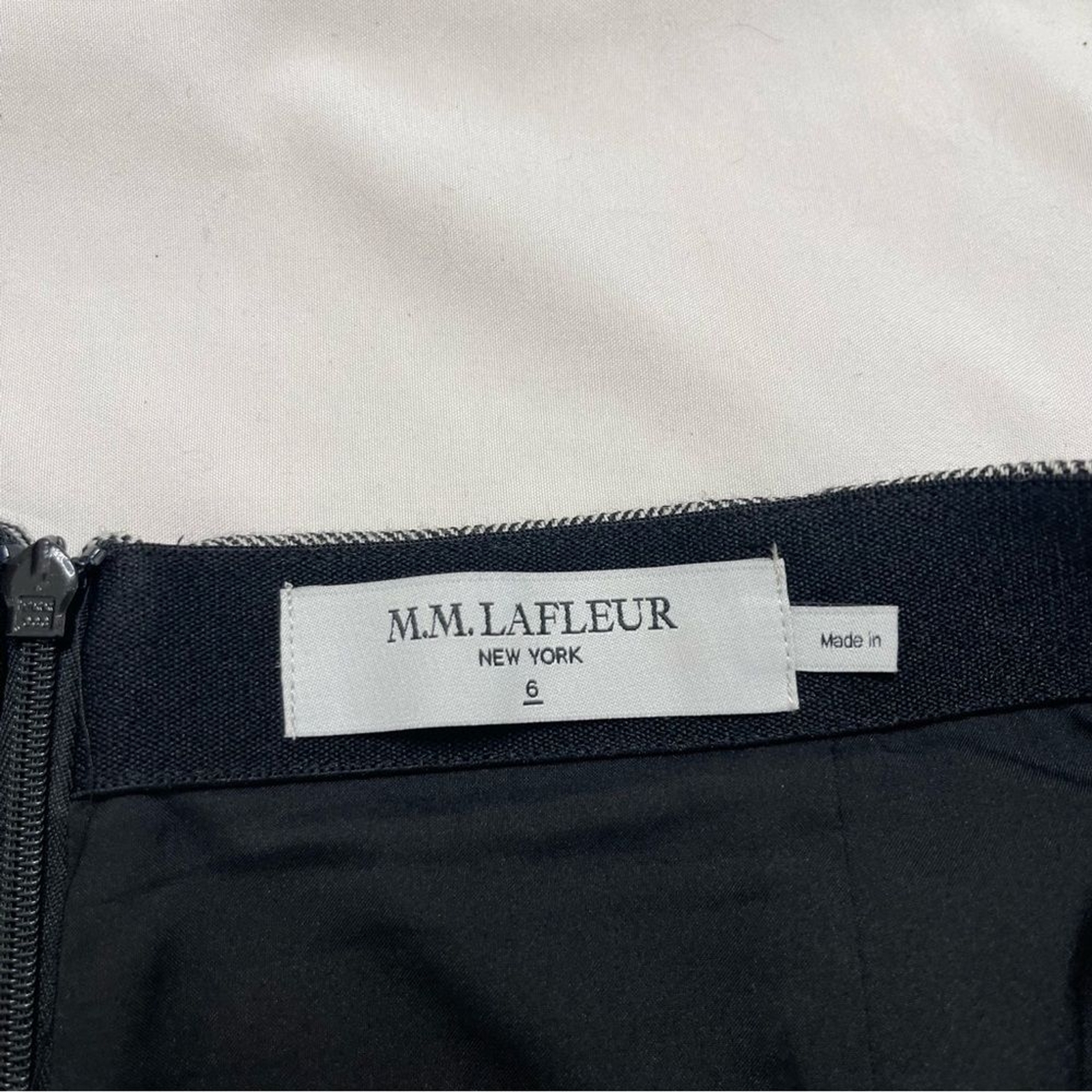 MM Lafleur Astor Black White Herringbone Wool Professional Quiet Luxury Skirt 6 image 3