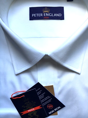 Peter England Shirt 23''/38.5'' CLASSIC FIT White Non-Iron Cotton Blend RRP £35