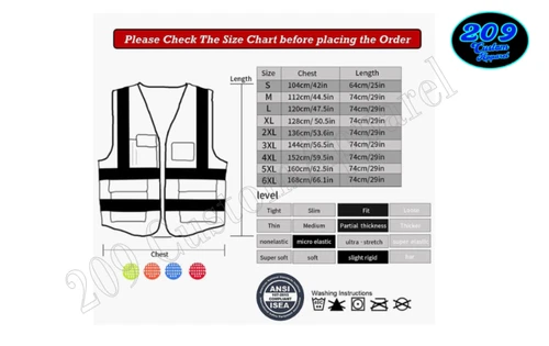 FILM CREW Hi-Visibility Safety Vest  2"Reflective Zipper W/Pockets Radio Holster image 7