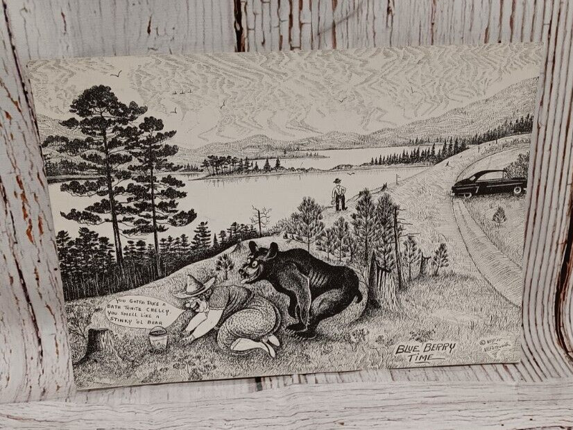 Vintage 1950's Over-sized Postcard NF Pettingill "Blueberry Time"