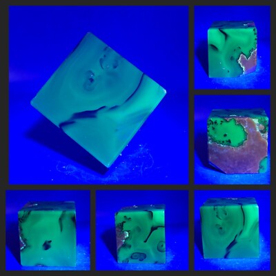 UV Fluorescent Volcano Agate Crystal Cube Quartz Crystal Energy Healing 442G