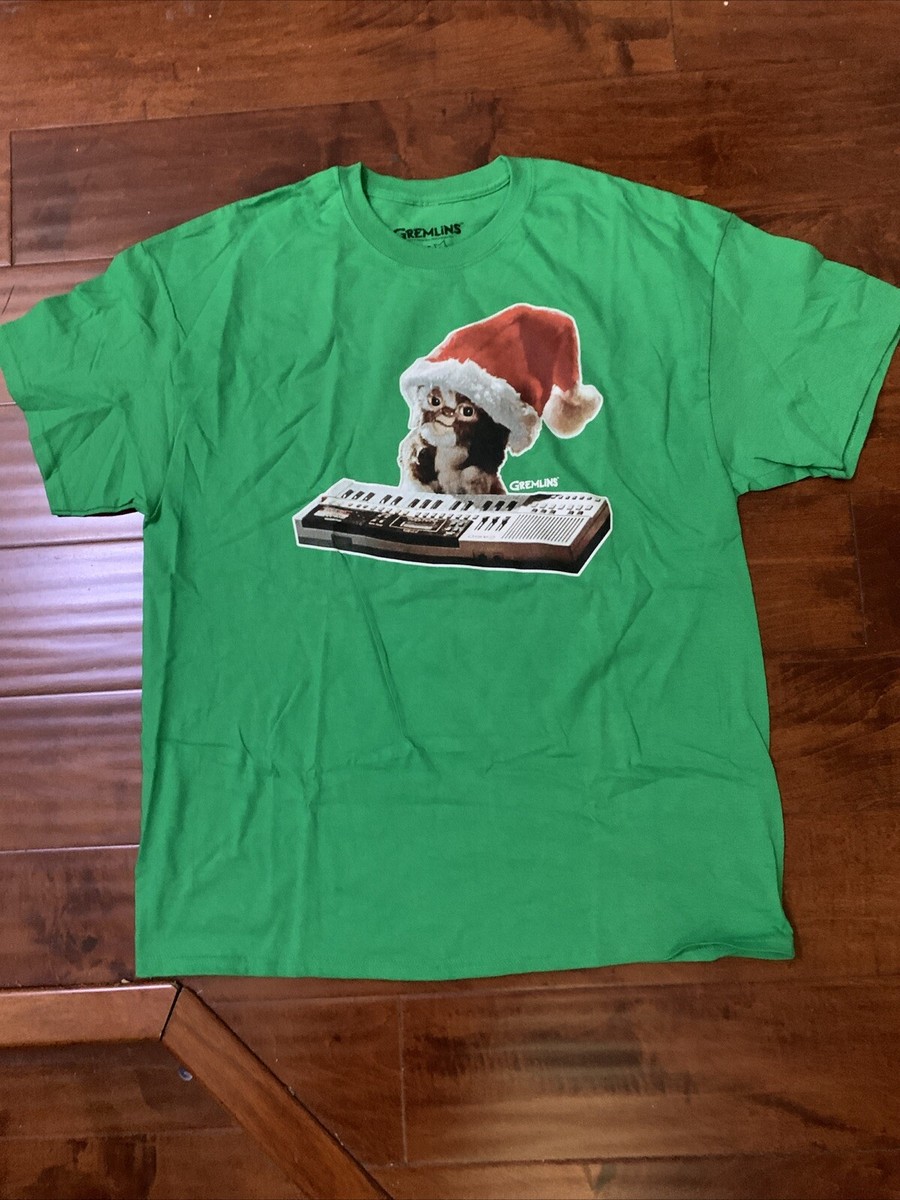 Gremlins T shirt Gizmo wearing a Santa hat Playing keyboard Ripple