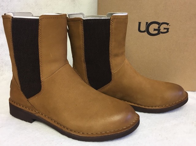 UGG Australia Larra Leather Ankle BOOTS in Chestnut Chelsea Nubuck 1017506 9.5 9.5 for sale 
