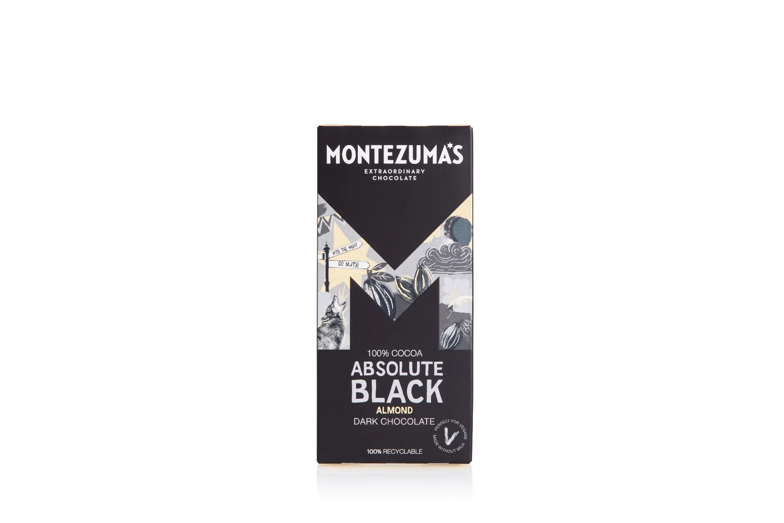 Montezuma's 100% Cocoa Bar with Almonds: Absolute Black 90g x 12 pack