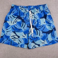 Chubbies Swim Trunks Mens M Blue Leaf 5.5 Inseam Floral Lined Pockets Drawstring