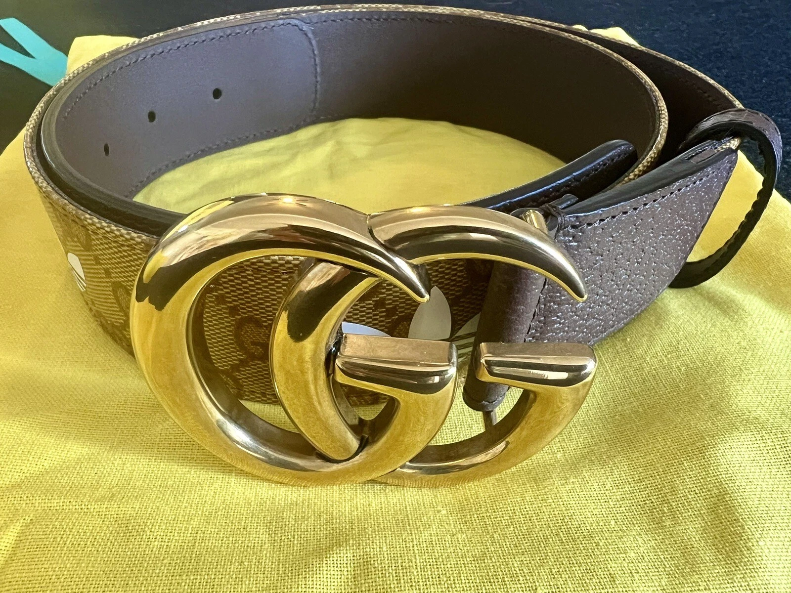 [NEUF] GUCCI (beige) ADIDAS (blanc) ceinture marron GG cuir marmont ORIGINAL~