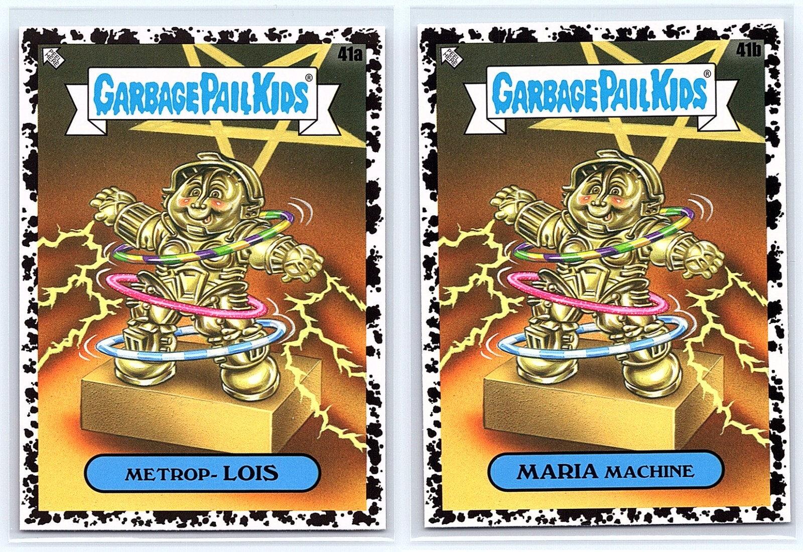 Vintage GPK Metropolis 1927 Sci-Fi Movie Spoof Black 2-Card Set