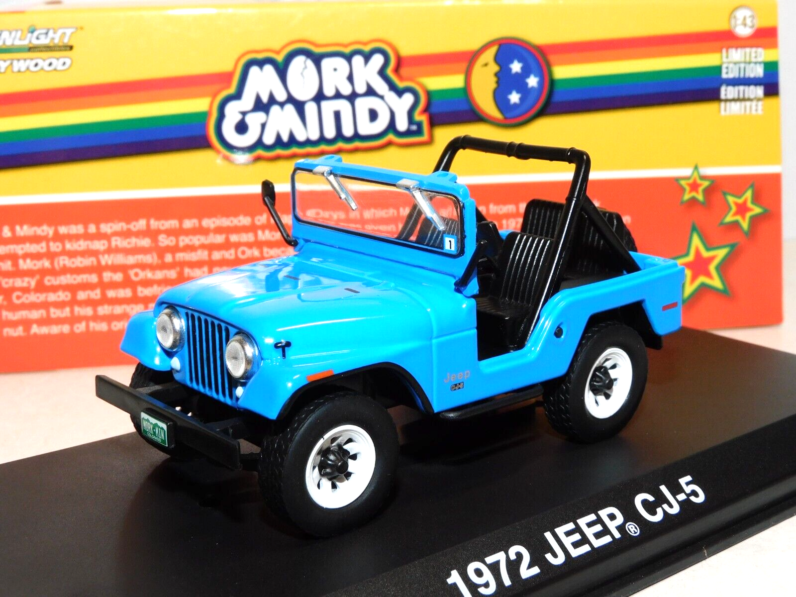 GREENLIGHT 1972 JEEP CJ-5 BLUE MORK & MINDY 1/43 86570