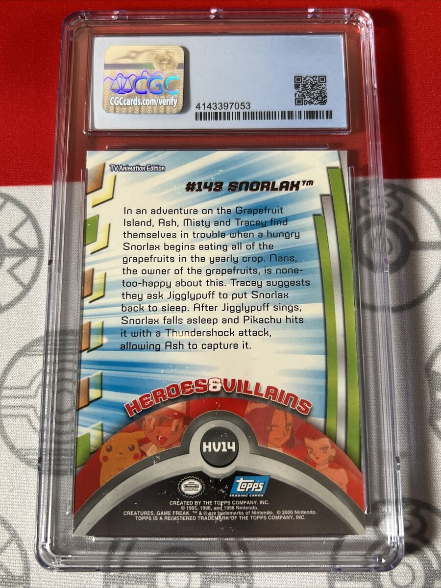 CGC 6.5 Snorlax Topps Heroes Villains HV14 2000 Series 3 CGC 6.5 Snorlax Topps Heroes Villains HV14 2000 Series 3