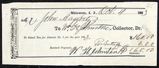 Whitestone, L.I, NY 1863 $168 District No. 3 School Tax Receipt / Billhead