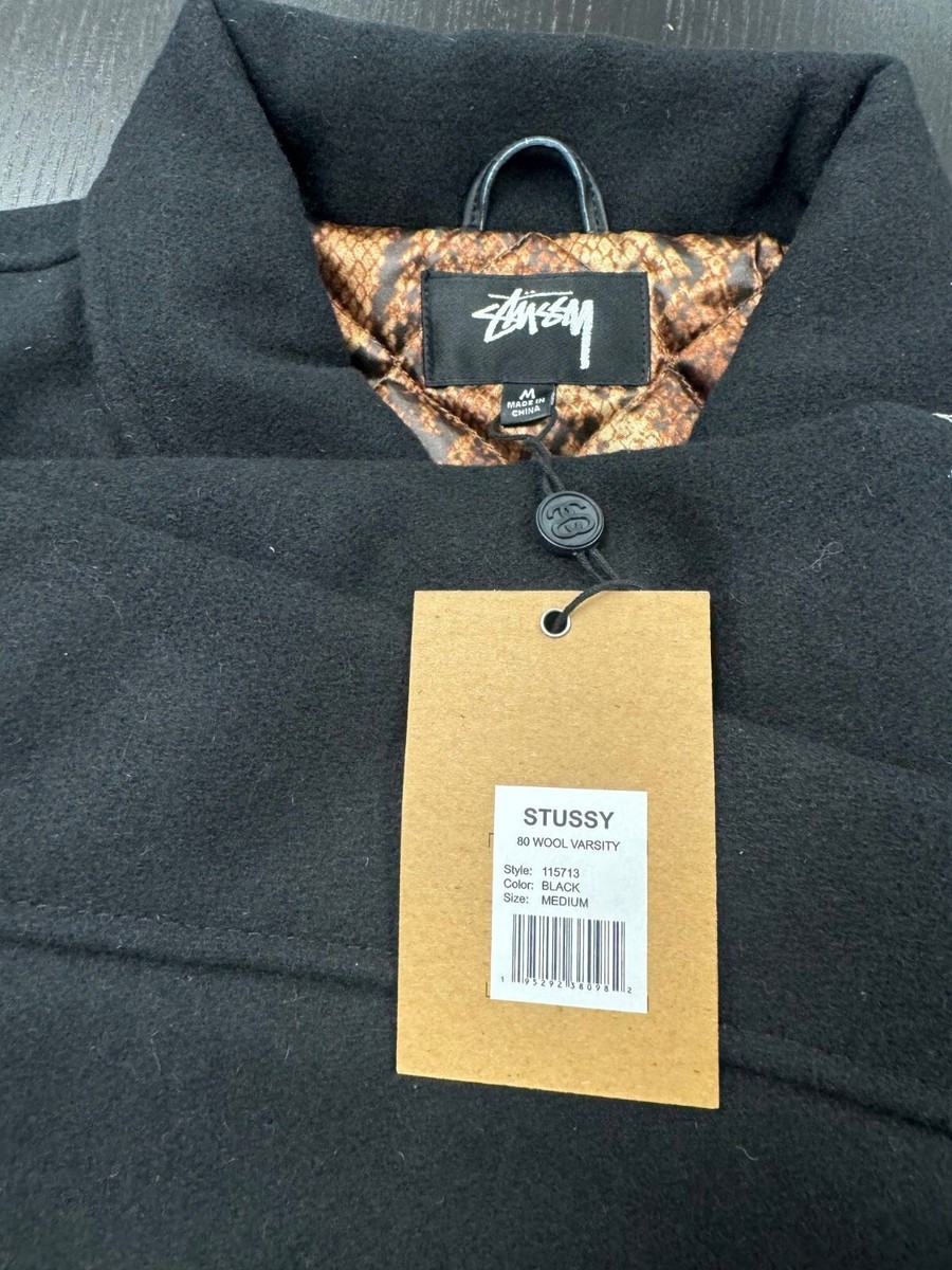 Brand New! Stussy 23Aw 80 Wool Varsity Jacket BLACK Medium Brand New! Stussy 23Aw 80 Wool Varsity Jacket BLACK Medium