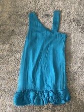 Alice and Olivia Asymmetric Shoulder Blue Dress XS