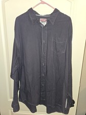 Wrangler Jeans Co Men's Button-Up Shirt Gray XL Long Sleeve Chest Pocket Cotton