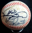 2002 CHICAGO CUBS TEAM (21) SAMMY SOSA, RON SANTO AUTOGRAPHED ONL BASEBALL