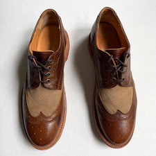 Walk-Over Dress Shoes Mens 10.5 Brown Leather Canvas Wingtip Brogue Saddle USA walk over shoes products for sale | eBay main image 3