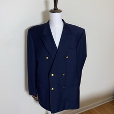 Vintage Canali Men  s EU58/US48L Navy Double Breasted Blazer Gold Buttons Italy