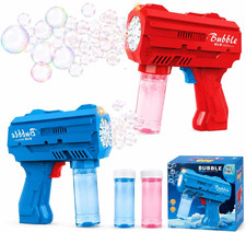 2 Pack LED Bubble Gun for Kids, Automatic Bubble Blower with 2 Refill