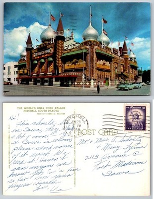 1958 Mitchell, SD Corn Palace Postcard - World's Only Corn Palace 1957