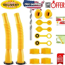 Durable HDPE Gas Can Spout Set - Anti-Spill Flexible Nozzle & Vent Caps Included
